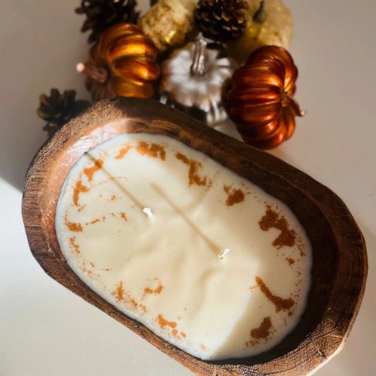 Rustic Handcrafted Dough Bowl Candle