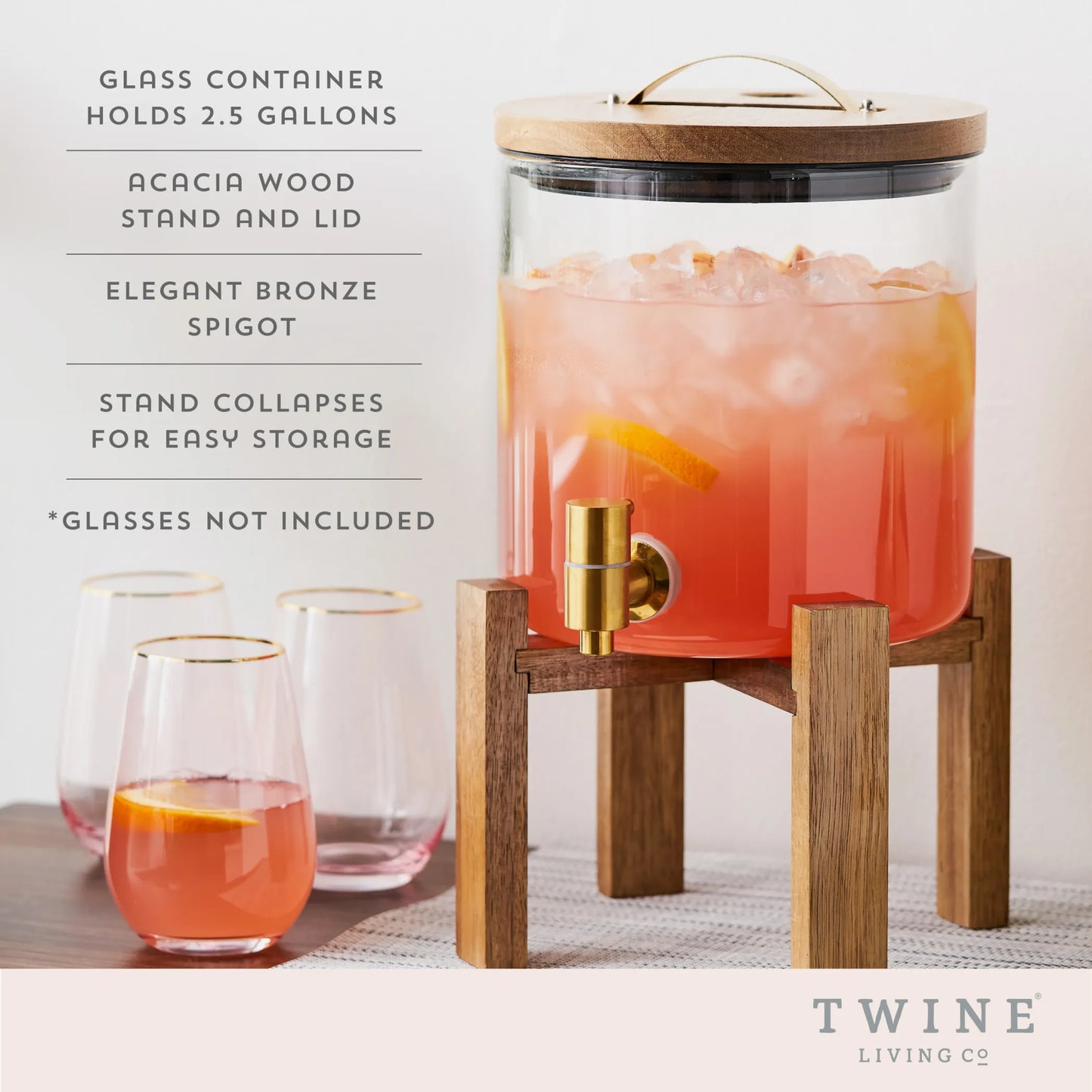 Modern Manor Wood & Glass Drink Dispenser by Twine