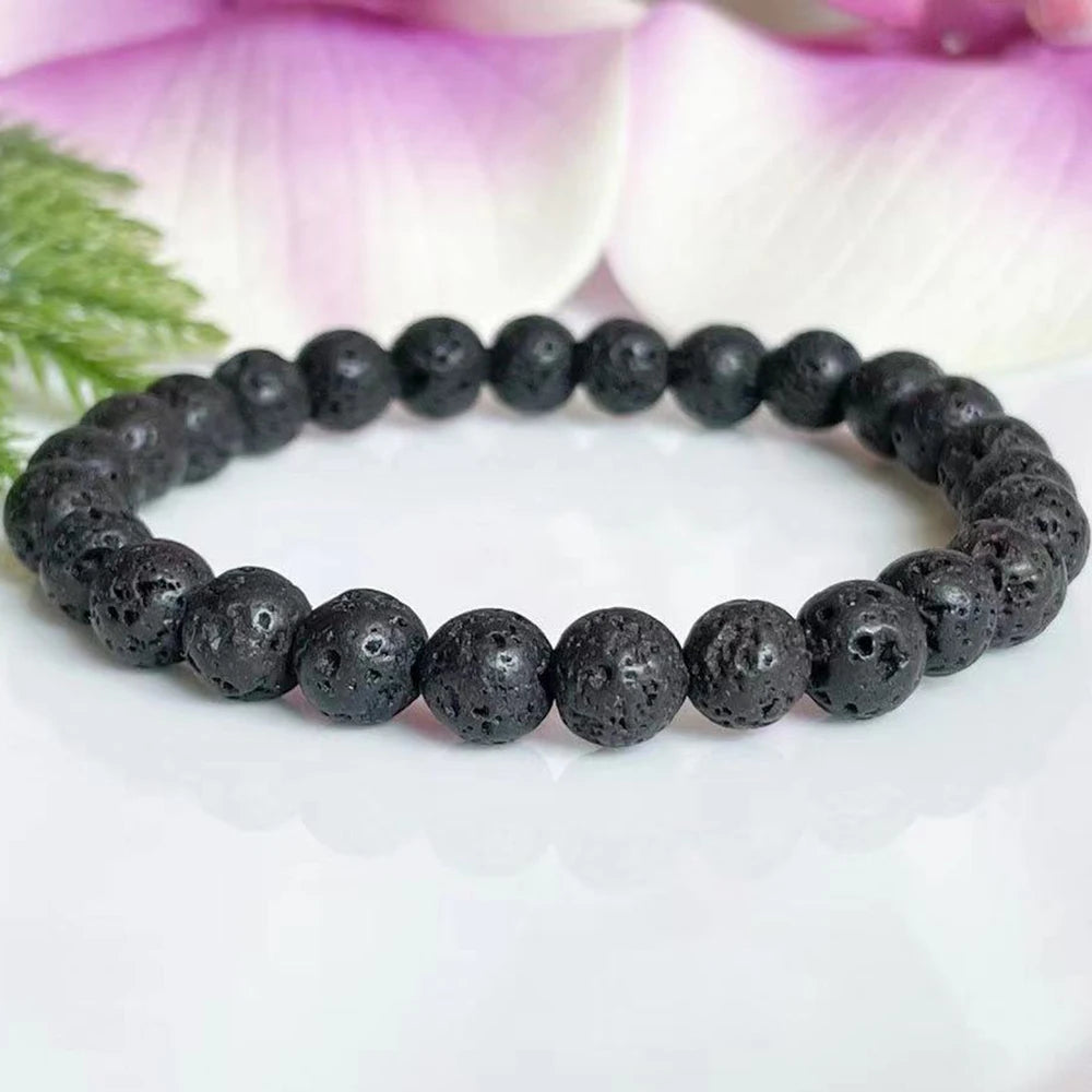 Ruberthen 6mm Lava Stone & 8mm Rose Quartz Aromatherapy Bracelet